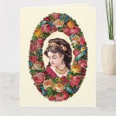 女ビクトリアンの内数々の色バラリース カード (正面)