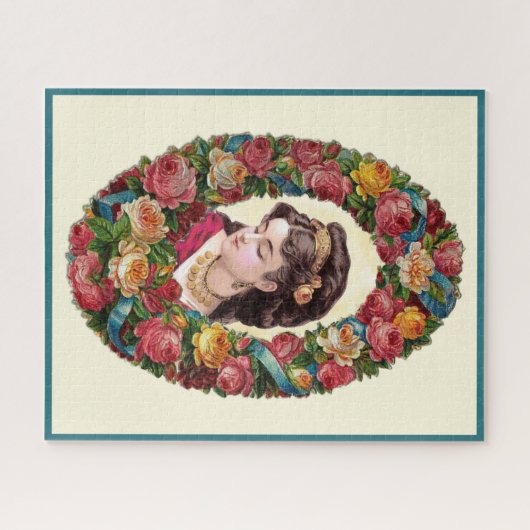 女ビクトリアンの内数々の色バラリース ジグソーパズル (横)