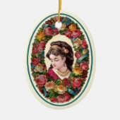 女ビクトリアンの内数々の色バラリース セラミックオーナメント (正面)