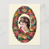 女ビクトリアンの内数々の色バラリース ポストカード (正面)
