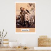 女ビクトリアンの子が犬を子猫に「あらしの港」 ポスター (キッチン)