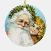 女ビクトリアンの子とサンタ セラミックオーナメント (裏面)