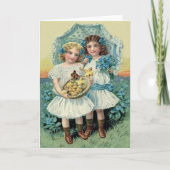 女ビクトリアンの子のイースター忘れシック私ウムブルしない シーズンカード (正面)