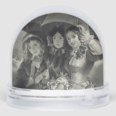 女ビクトリアンの子の傘の雨の日のビクトリアン女性 (裏面)