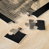 女ビクトリアンの子の傘の雨の日セピア金ゴールド ジグソーパズル (側面)