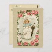 女ビクトリアンの子フェア日ヴィンテージ再生 ポストカード (正面/裏面)