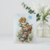 女ビクトリアンの子(バラ) ポストカード (スタンド正面)