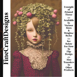 女ビクトリアンの子，ピンクバdsグリーンつる植物BF1デコページ 薄葉紙