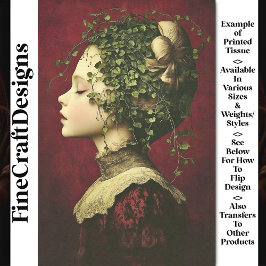 女ビクトリアンの子、ベルベットのドレス、つる植物BE4デコページ 薄葉紙