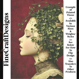 女ビクトリアンの子、ベルベットのドレス、つる植物BE5デコページ 薄葉紙