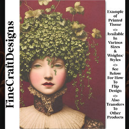 女ビクトリアンの子、ベルベットのドレス、つる植物BE7デコページ 薄葉紙