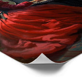 女ビクトリアンの遊ピアノ油絵 ポスター (角)