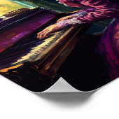 女ビクトリアンの遊ピアノ油絵 ポスター (角)