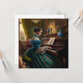 女ビクトリアンの遊ピアノ カード (正面/裏面インサイチュ)