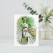 女ビクトリアンの遊ピアノ ポストカード (スタンド正面)