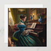 女ビクトリアンの遊ピアノ 招待状 (正面/裏面)