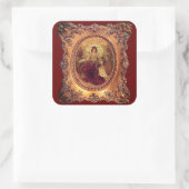 女ビクトリアンビクトリアンエレガント枠金ゴールド赤 スクエアシール (バッグ)