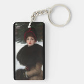 女ビクトリアン人冬場ポートレートエレガント キーホルダー (裏面)