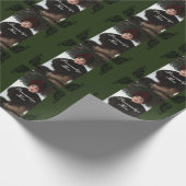 女ビクトリアン冬シーンポートレートグリーンブラック ラッピングペーパー (角)