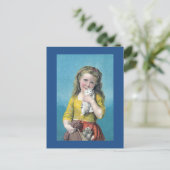 女ビクトリアン子と子猫 ポストカード (スタンド正面)