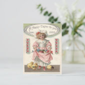 女ビクトリアン子色彩の鮮やか色のイースター卵バラ シーズンポストカード (スタンド正面)