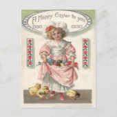 女ビクトリアン子色彩の鮮やか色のイースター卵バラ シーズンポストカード (正面)