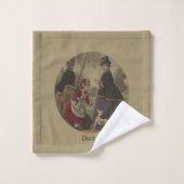 女ビクトリアン性の女の子と犬を散歩に バスタオルセット (ウォッシュタオル)