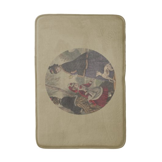 女ビクトリアン性の女の子と犬を散歩に バスマット (正面縦)