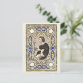 女ビクトリアン性の食べ物を与え鳥ヴィンテージスタイル ポストカード (スタンド正面)