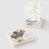 女ビクトリアン性オン日本の紙 ストーンコースター (横)