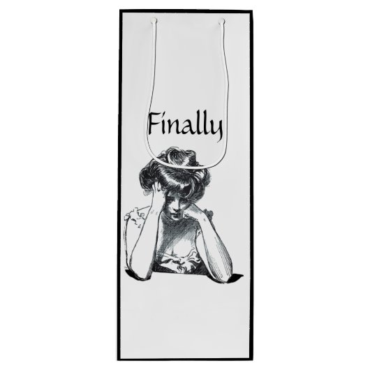 女ビクトリアン性ギブソン女の子お酒がおもしろい欲しい ワインギフトバッグ (正面)