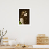 女ビクトリアン性、長い髪の毛の泡立ち ポスター (キッチン)