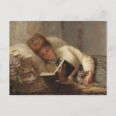 女ビクトリアン持ち読の子猫はがき ポストカード (正面)