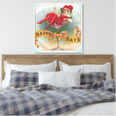 女ビクトリアン赤シャンパンハッピー キャンバスプリント (インサイチュ (寝室))