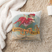 女ビクトリアン赤シャンパンハッピー クッション (ブランケット)