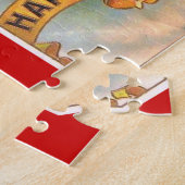 女ビクトリアン赤シャンパンハッピー ジグソーパズル (側面)