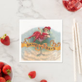 女ビクトリアン赤シャンパンハッピー スタンダードカクテルナプキン (インサイチュ)