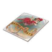 女ビクトリアン赤シャンパンハッピー タイル (側面)