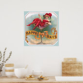 女ビクトリアン赤シャンパンハッピー ポスター (キッチン)