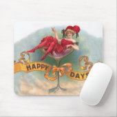 女ビクトリアン赤シャンパンハッピー マウスパッド (マウス)