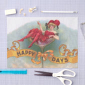 女ビクトリアン赤シャンパンハッピー 薄葉紙 (クラフト)