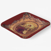 女ビクトリアン金ゴールドエレガント写真枠レッド ペーパープレート (傾斜あり)