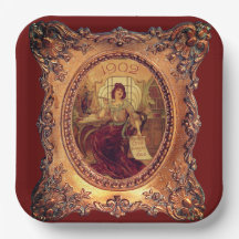 女ビクトリアン金ゴールドエレガント写真枠レッド