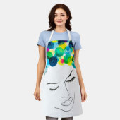 女ファンキーカッコいい毛水色 エプロン (着用した状態)