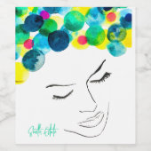 女ファンキーカッコいい毛水色 ワインラベル (シングルラベル)