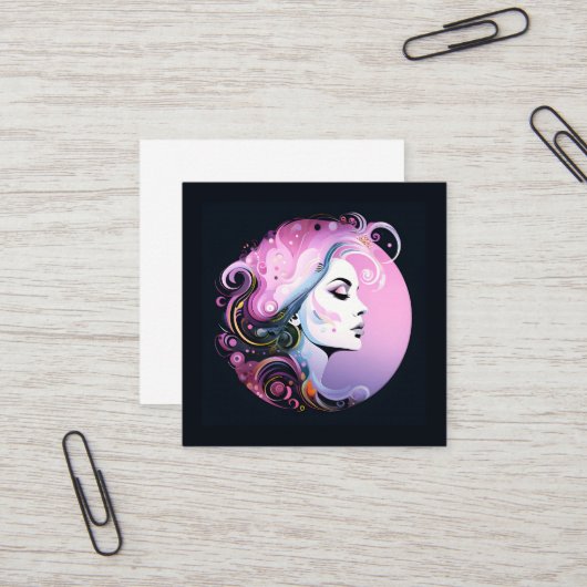 女フェミニン性美しい スクエア名刺 (正面/裏面インサイチュ)