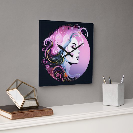 女フェミニン性美しい スクエア壁時計 (オフィス)