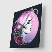 女フェミニン性美しい スクエア壁時計 (傾斜)