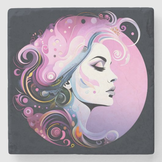 女フェミニン性美しい ストーンコースター (正面)