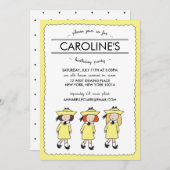 女フランスのの子 |誕生日招待状 招待状 (正面/裏面)